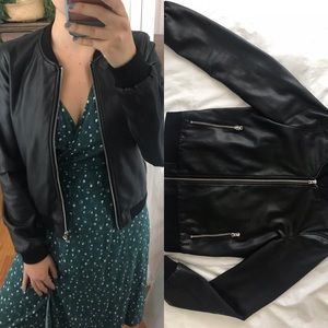 Zara faux leather bomber, black